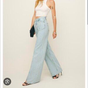 Reformation Cary High Rise Slouchy Wide Leg Jeans in Mooney Reworked